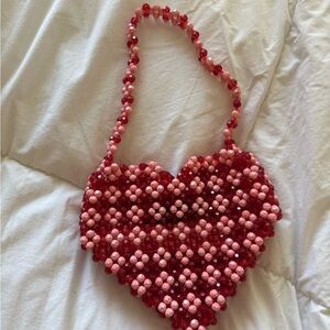 Zara Red and Pink Heart Beaded Mini Bag